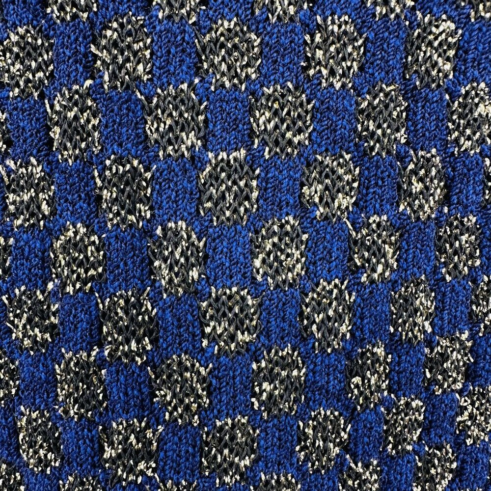 Steve Fabrikant Vintage Blue Gold Metallic Wool  Rayon Sleeveless Tank Top 2X - Picture 5 of 8